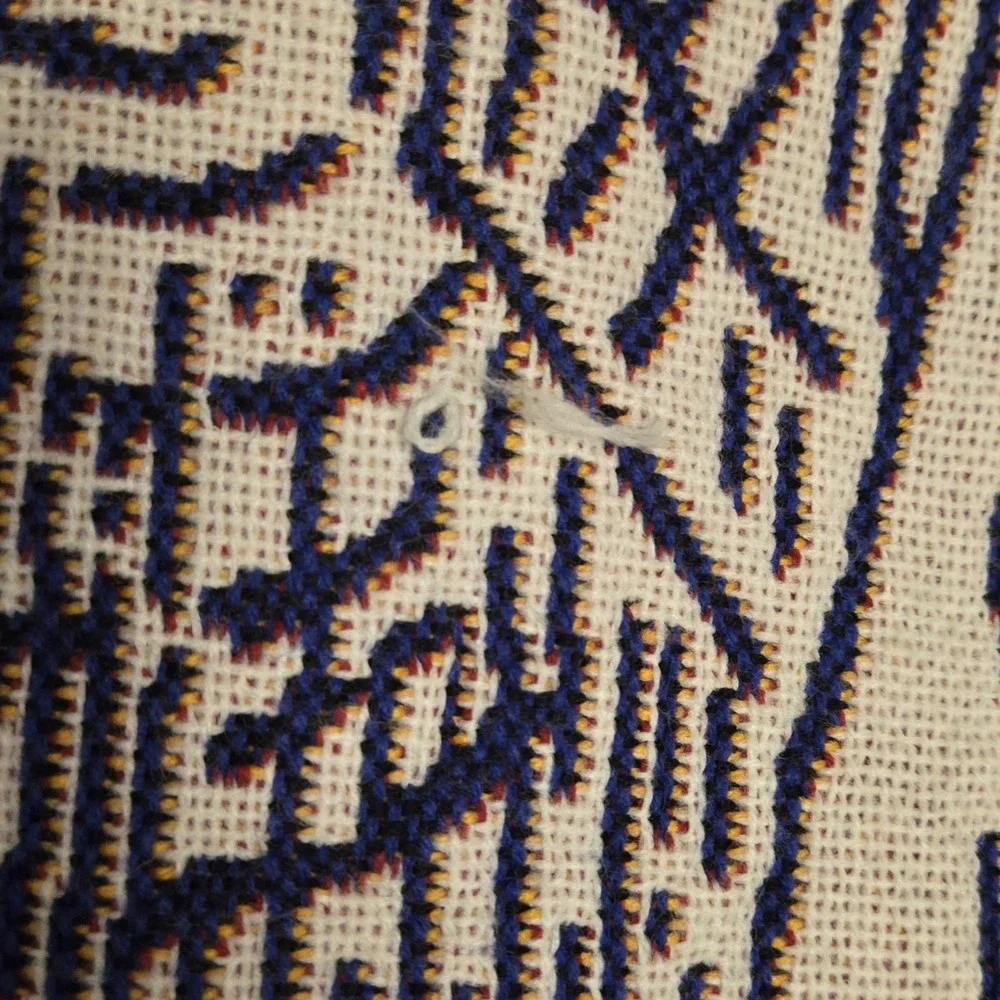 Vtg Snowman Woven‎ Tapestry Throw Sofa Blanket Made in USA Acrylic